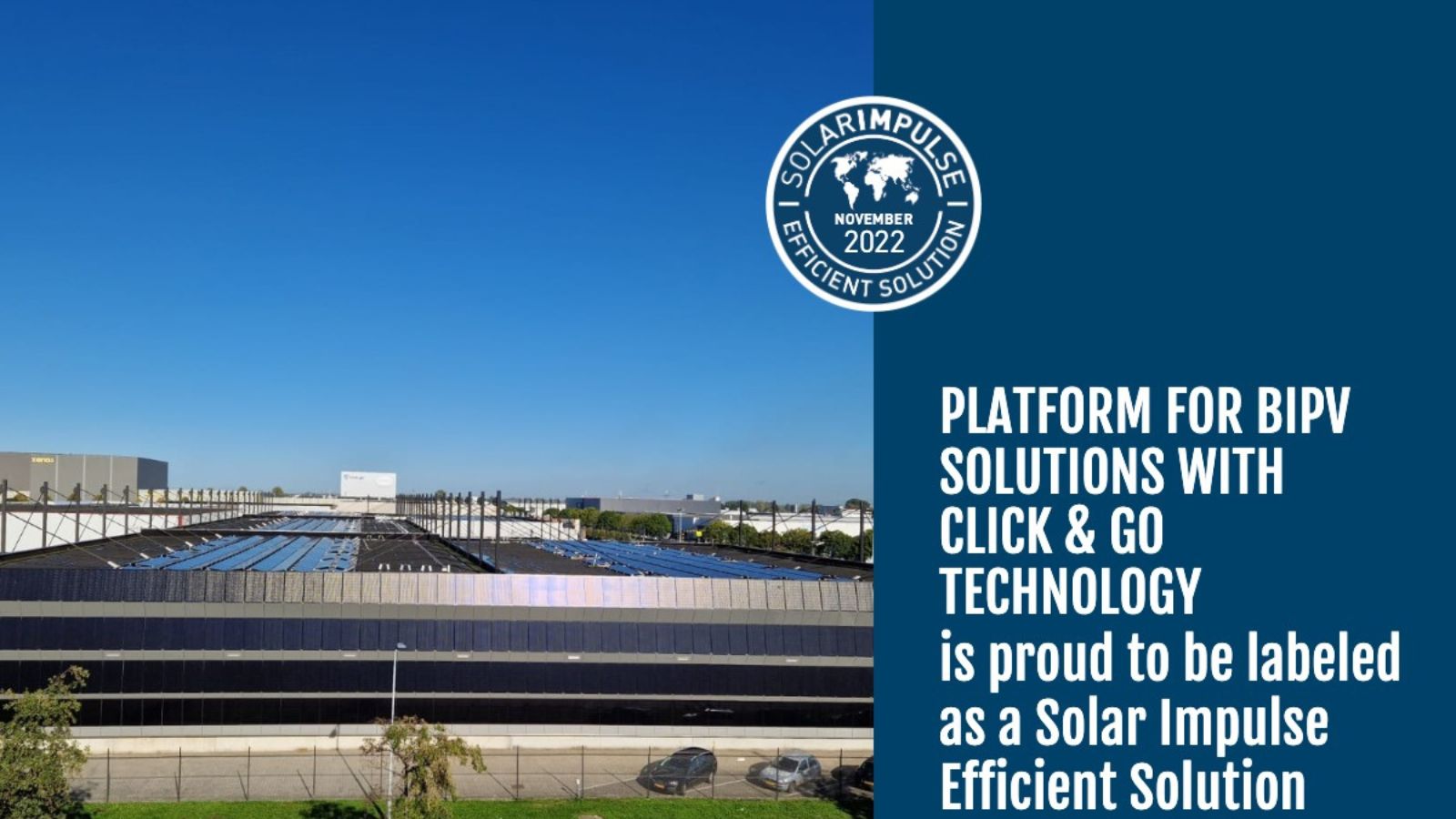 Platform voor BIPV-oplossingen met Click&Go technologie is bekroond met het label Solar Impulse Efficient Solution